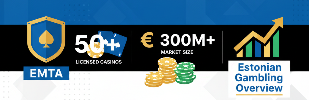 Eesti litsentseeritud kasiino turu ülevaade — üle 50 kasiino, EMTA regulatsioon ja €300M+ turu maht